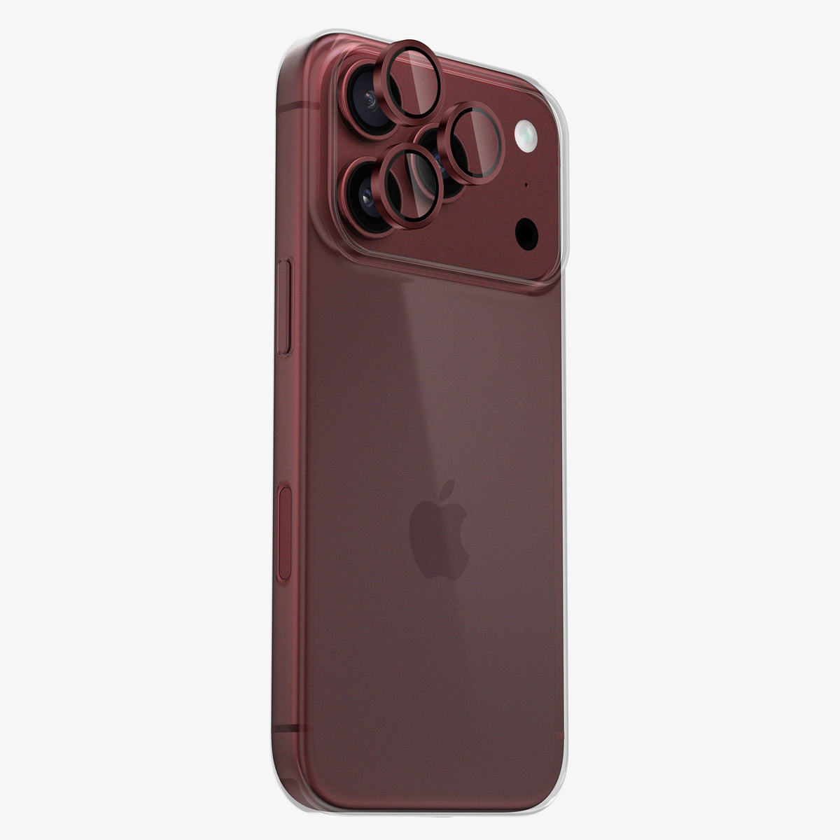 Protection caméra et objectifs iPhone 18 Pro Bordeaux — contour en aluminium et verre trempé