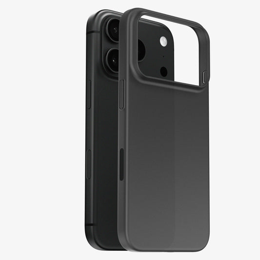 Coque ORIGINAL Noir fumé détachée de l’iPhone 18 Pro et Pro Max, vue du dos et de la découpe caméra