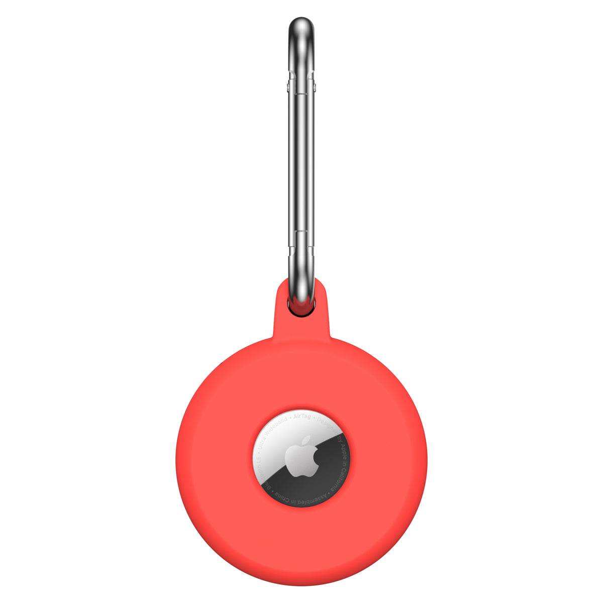 Coque AirTag en silicone avec mousqueton en acier inoxydable - Orange
