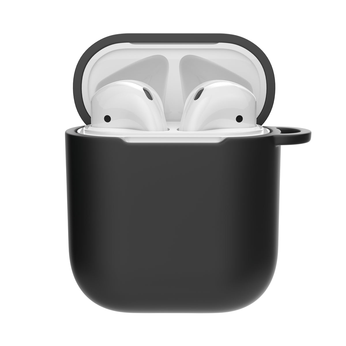 Coque AirPods 1 et 2 souple avec système d'attache pour dragonne - Noir total